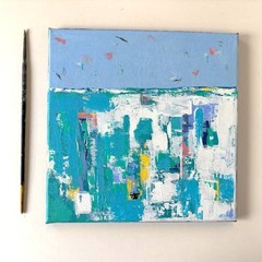 Original Abstract Acrylic painting 12 x 12 signed Modern Wall Gallery art OOAK
