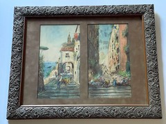 Antique Painting Impressionist Village Landscape 1910’s Vintage Italy De Fulvis