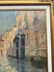 JOHANNES SON PAINTING ANTIQUE 19TH CENTURY ITALY VENETIAN CANAL MASTERFUL FAMOUS