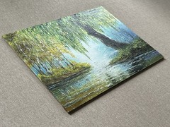 Original Oil Painting Weeping Willow Landscape, Peacefulness River Nature Art