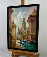 Oil Painting Venetian Reflection Y. Suprunchuk Evening Cityscape Art nAAA4243