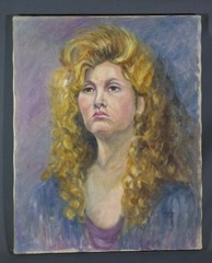 Original Oil Painting, Realism, Contemporary Blonde Woman Portrait Attitude