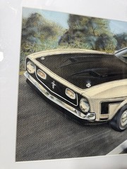 G Campbell? „Ford Mustang“ Watercolor/Gouache Painting – Signed And Framed