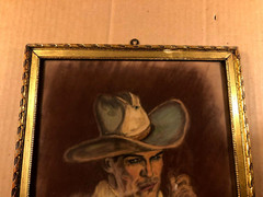 Rare Original 1930s Western Illustration Art Painting Cowboy
