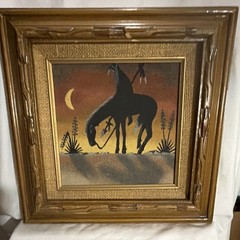 2 Pack Vtg Signed Authenticated Wilson Price Jr Navajo Sand Art Painting Set