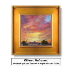 Love Art Original Oil Painting Arizona Landscape Southwestern Bright Sunset Sky