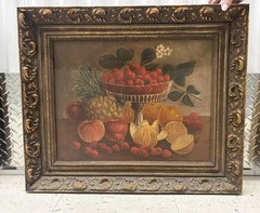 Classic Antique Still Life Oil Painting Still Life With Fruit ~ Signed