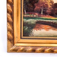 Oil painting landscape painting oil on canvas signed O. Hamel, stretcher frame