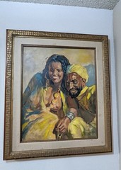 ART DECO AFTER ADAM STYKA ARABIAN IRANIAN MAN WOMAN FIGURAL CANVAS OIL PAINTING