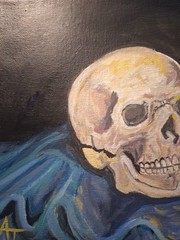 Original Impressionist 8×10 Skull Acrylic Canvas Signed Warm Earth Wall Art