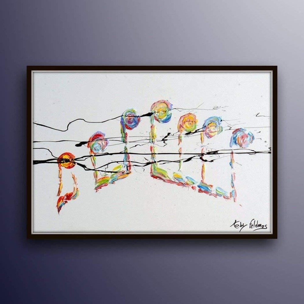 Sol piano note sign painting 30″, Classical painting of Sol Character, handmade