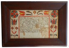 Early 1800s Antique Folk Art Primitive Frame Fraktur Paint Painting Watercolor 2