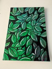 ACEOS GREEN LEAVES shapes OOAK mini art 2.5x 3.5 signed bym Juan david
