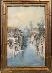V. Blotter Original Watercolor Venice Canal Scene Vintage Painting Framed