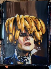 portrait of Freddie Mercury, Queen, paper, acrylic, handmade
