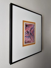 Original Illegibly Signed Watercolor Painting 13×11 Framed Abstract Modern Art