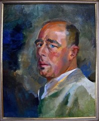 1950 Belgian Portrait Oil Painting Edmond Dutry Double-Sided Ghent Salon Artist