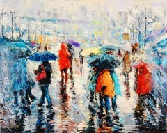 Storm on the Plaza by Elena Bond LTD Edition Embellished Canvas Giclee UNFRAMED