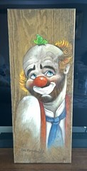 Brother Matthew Clown oil on carved wood
