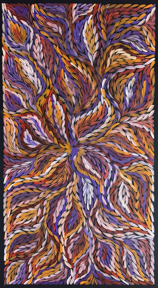 Rosemary Petyarre .Authentic Aboriginal Art. Bush yam flower, Size; 100cm x 50cm