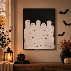 Halloween Decorations, Ghost Wall Art Hand Painted Painting, Unframed Spooky Gho