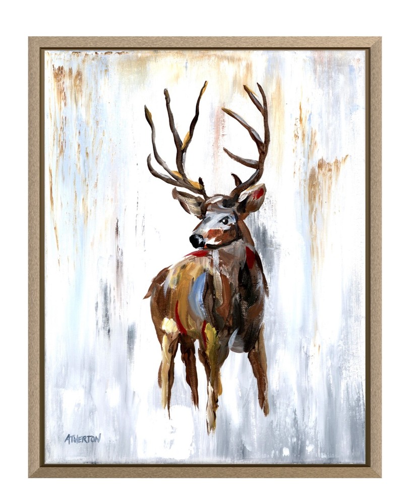 Atherton 11×14 Original Expressionism Acrylic Painting „Deer snow forest“ signed