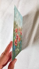 Wildflowers ORIGINAL Oil Painting Vintage Floral Poppy Flowers 5″x7″