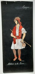 HABITANT MURCIA Spain GOUACHE Painting LEGOUT Costume 47x21cm XX°