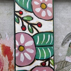 Folk Art ORIGINAL Christian Cross Jesus is Lord White Shabby Chic Pink Flowers