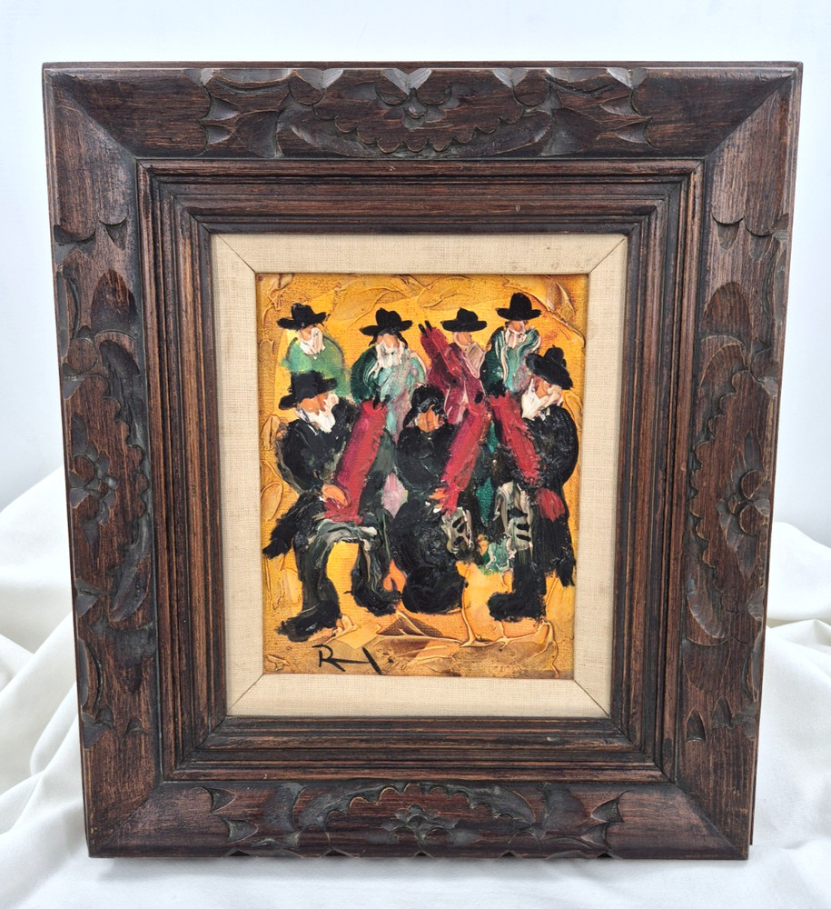 RAOUL RAYMOND b.1948 – Jewish Torah Dancing Celebration – Framed Oil Painting