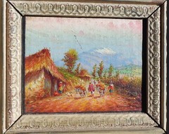 MINIATURE PAINTING BY ECUADORIAN LISTED ARTIST OSWALDO MONCAYO -1923-1984 (#2)