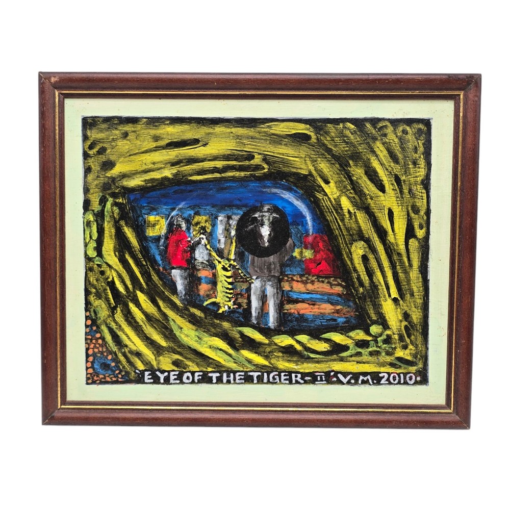Framed Original Eyes of the Tiger V.M 2010 Painting By Victor Maloney