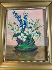 B.K 1947 „A Vase Of Flowers Scene“ Oil Painting – Signed And Framed