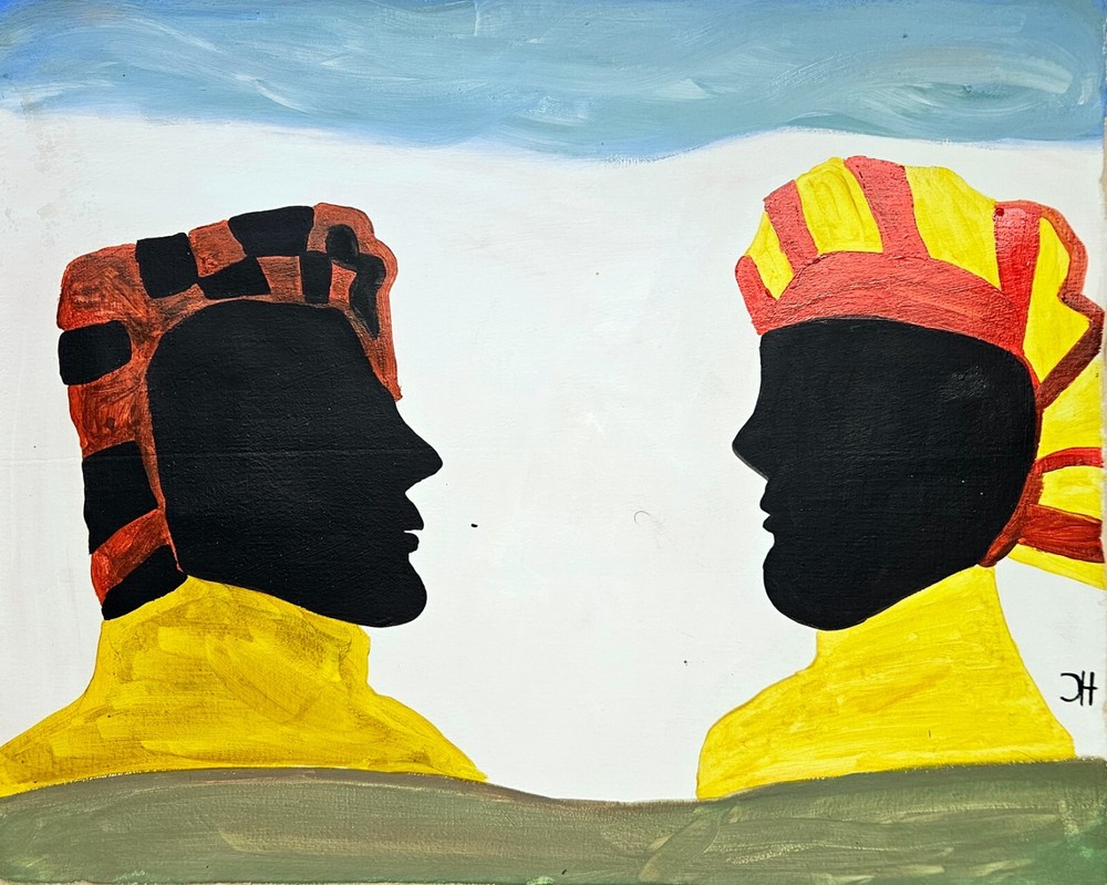 Clementine Hunter Signed Folk Art Painting on Canvas -African American Rural Art