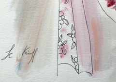 Linda Le Kinff, “Listening to Chopin” – Pastel Pen & Ink & Watercolor