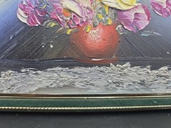 Vintage Textured Floral Oil Painting Flower Boquet Still Life Frame 9×7