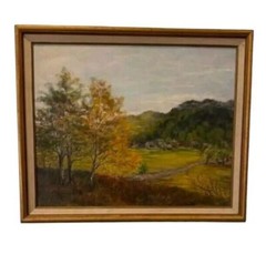 Original Oil on Canvas by Jean B. Egan – Autumn Landscape Framed Artwork 22”x18
