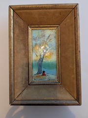 VTG Academy Arts Enamel on Copper Painting by Raphael Esterida Child Tree Art