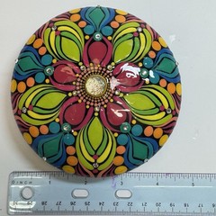 4.5” Aloha Summer Mandala – Hand Painted Handmade Stone – By JaDeL