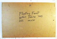 FLOATING FEAST Arthur Robins Original Oil NYC Cityscape Tugboat Birds Bridges