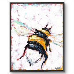Bumblebee Original Painting Canvas Bumble Bee Insect Pop Art Gestural Expression