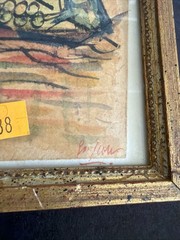 Vintage Thai Gold Leaf Watercolor Painting Tryptich Sumpow Dhepplatum Art #53