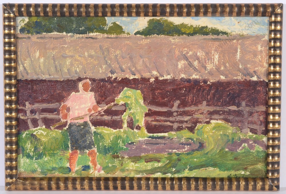 Anatoli Dovzhenko (1932-1991) „Peasant Woman at Work“, Oil Painting