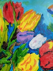 Abstract/Impressionism 11×14 Tulip Bunch Handmade Colorful Art Painting