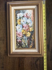 Vintage Oil Painting By H.M. Cooper 80’s Raised Oil Pastels 17”x11” Linen & Wood