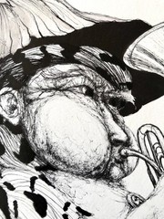 ALAIN DONATE SURREAL CUBAN ART Painting ORIGINAL SKETCH INK/CARDBOARD 12″X 16″