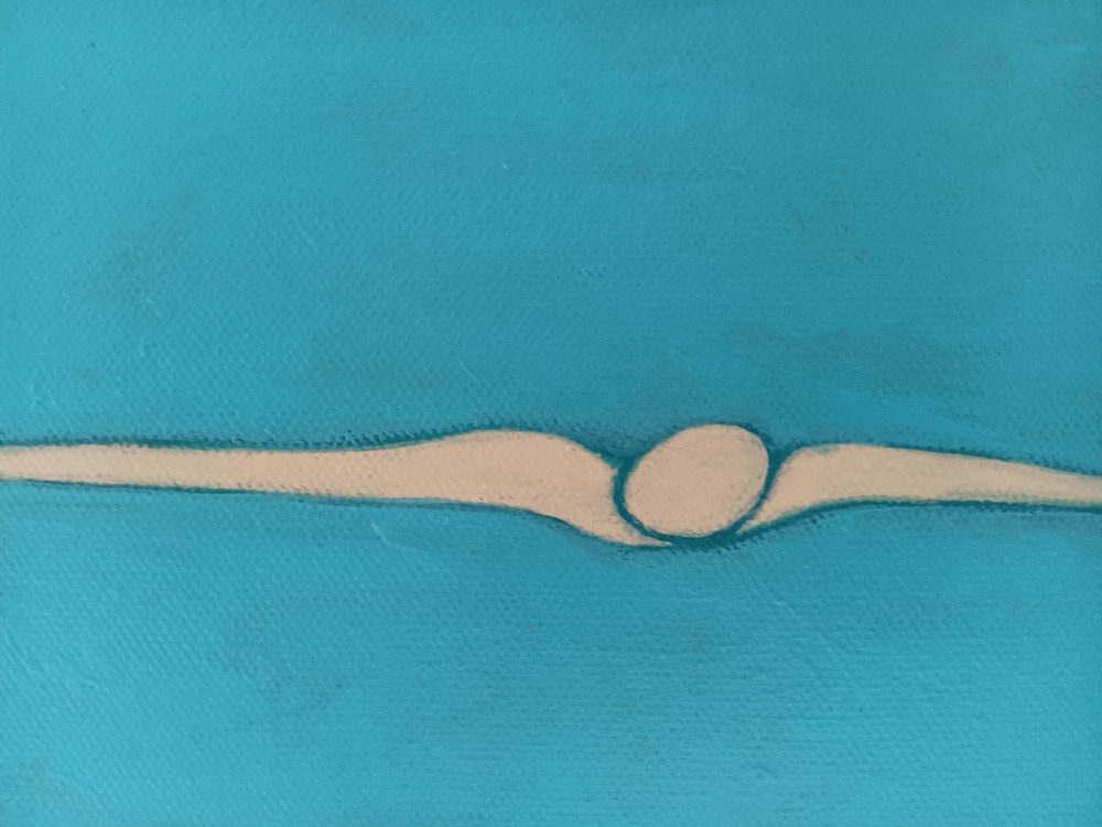 Painting – 5×7” swimmer Diver water swimming blue acrylic minimalist abstract