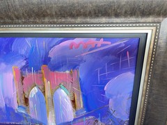 Peter Max Brooklyn Bridge I Ver 2016 Original Signed Acrylic Canvas 26×36”