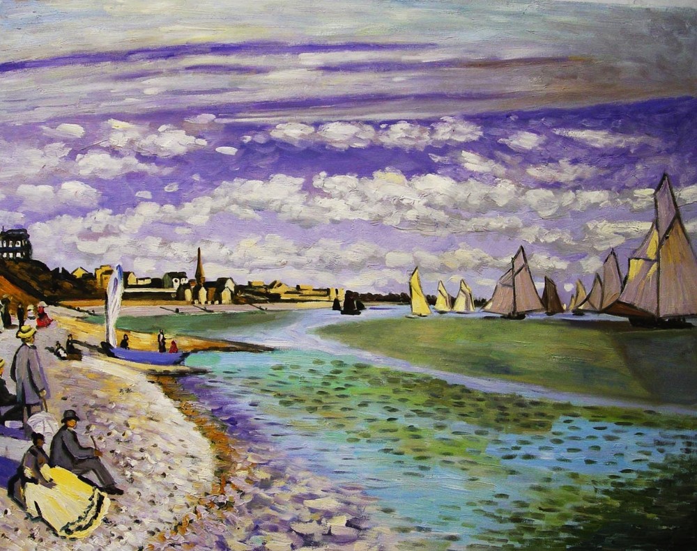 Claude Monet Repro Oil Painting – Regatta at sainte-adresse – size 36″x28″