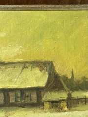 Louis De Saeger VTG Oil On Board Belgian Impressionist Farm Scene Framed